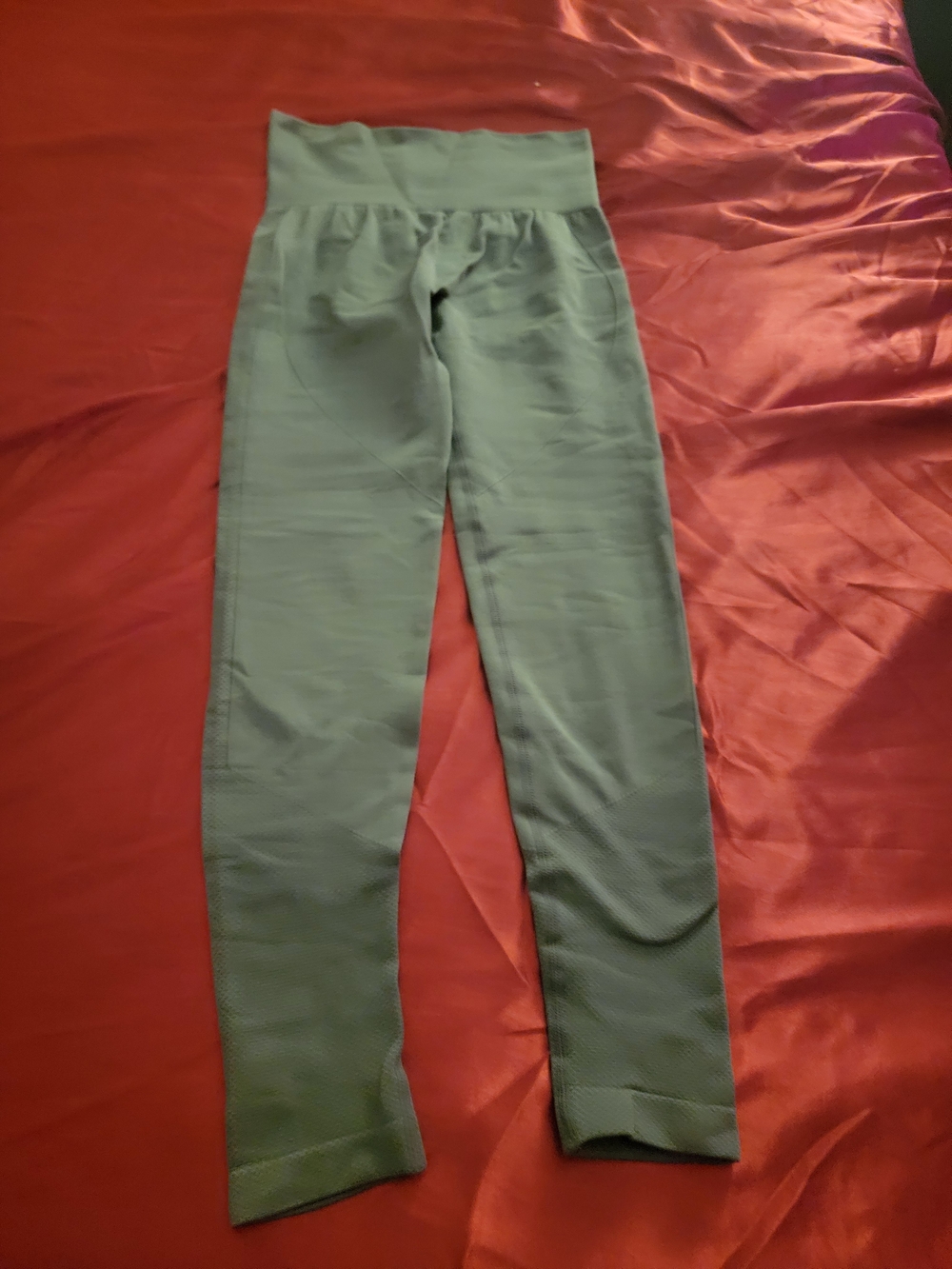 High-Waist Olive Green Women's Leggings with Wide Support Waistband